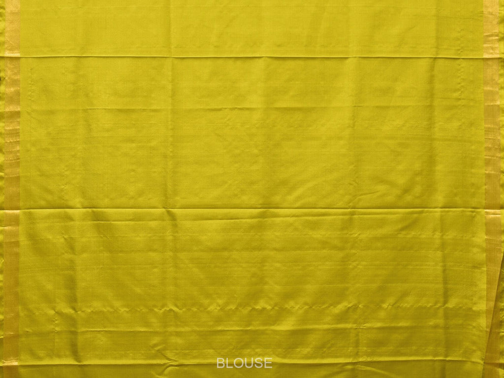 Lime Green Uppada Silk Handloom Saree with Floral Pallu Design - Global Threads | Grocsy