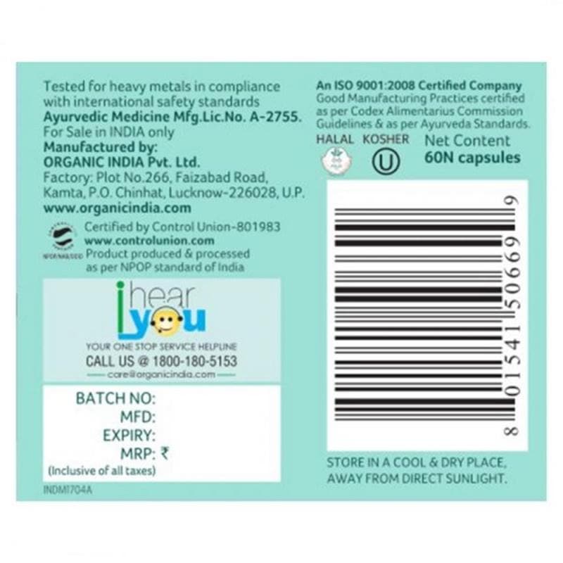 Organic India Lipid care - 60 Capsules Bottle | Grocsy