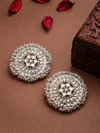 NVR Women Gold-Toned Circular Studs Earrings | Grocsy
