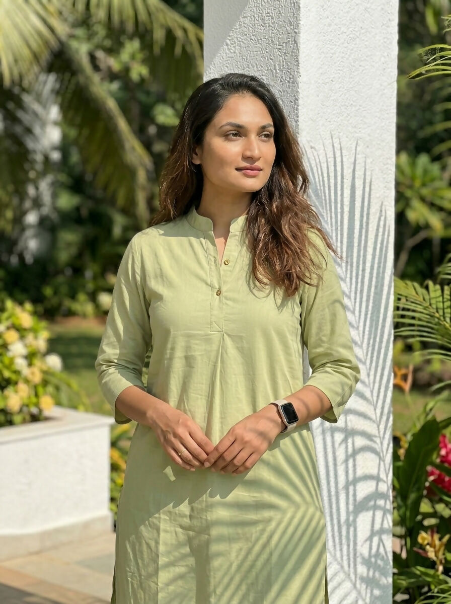 Gharana India Aira Matcha Green Cotton Co-ord Set | Grocsy