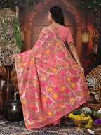Shree Shyam Fashion Linen Cotton Pink Saree | Grocsy