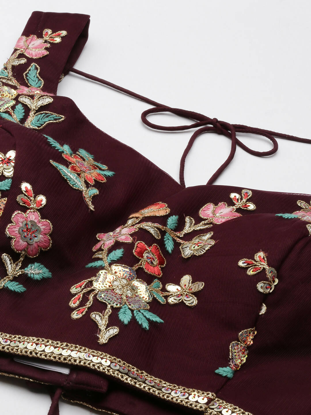 House of Panchhi Burgundy Net Sequinse Work Lehenga & Blouse, Dupatta | Grocsy