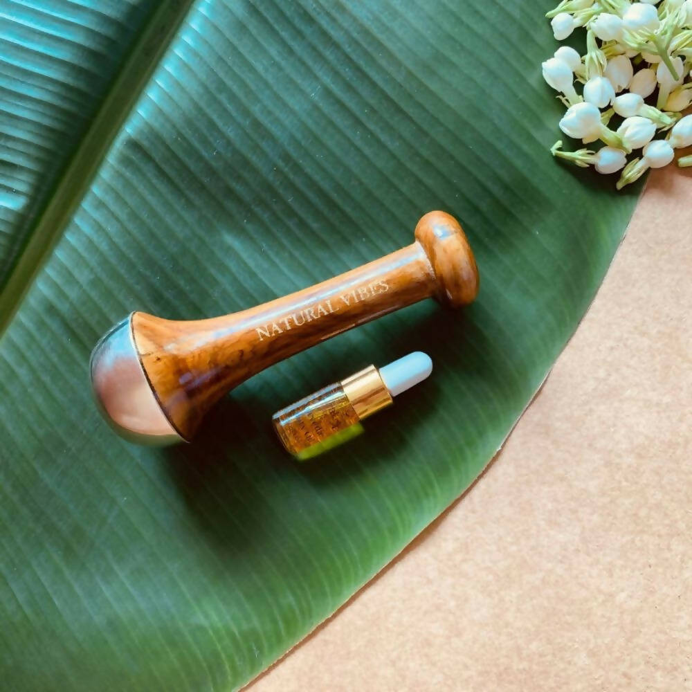 Natural Vibes Kansa Face Massage Wand with Free Gold Beauty Elixir Oil | Grocsy