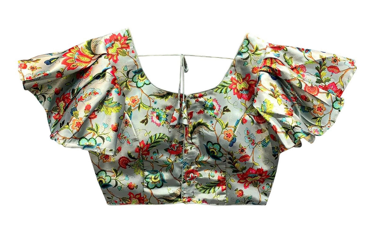 Vamika Grey Mate Digital Print Blouse | Grocsy