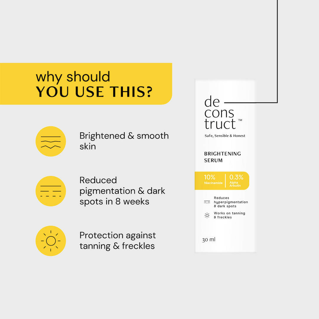 Deconstruct Brightening Serum 10% Niacinamide + 0.3% Alpha Arbutin Face Serum for Pigmentation & Dark Spots | Grocsy