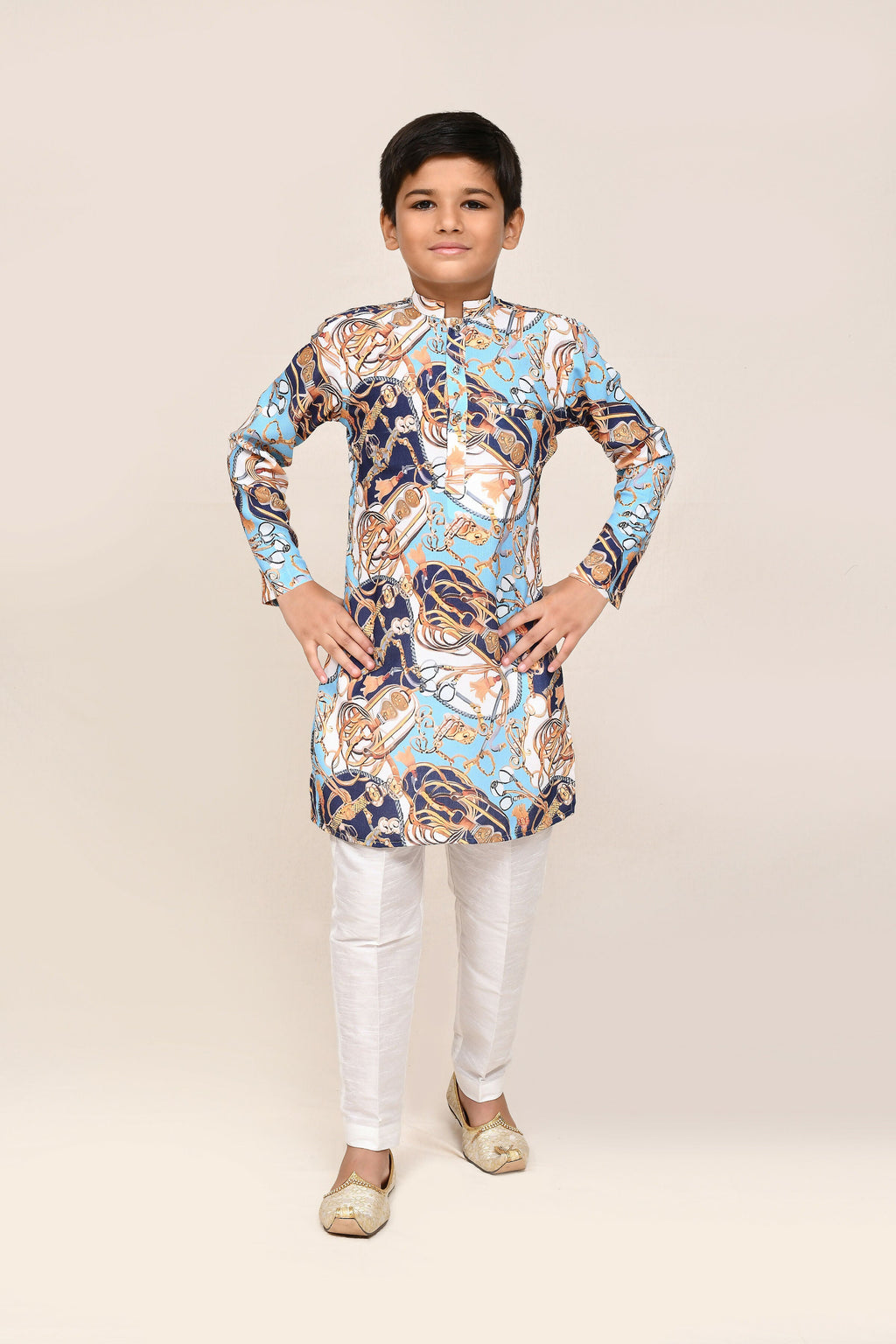 Joban Fashion Cotton Silk Blue Kurta With Straight Fit Pant | Grocsy