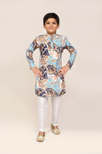 Joban Fashion Cotton Silk Blue Kurta With Straight Fit Pant | Grocsy