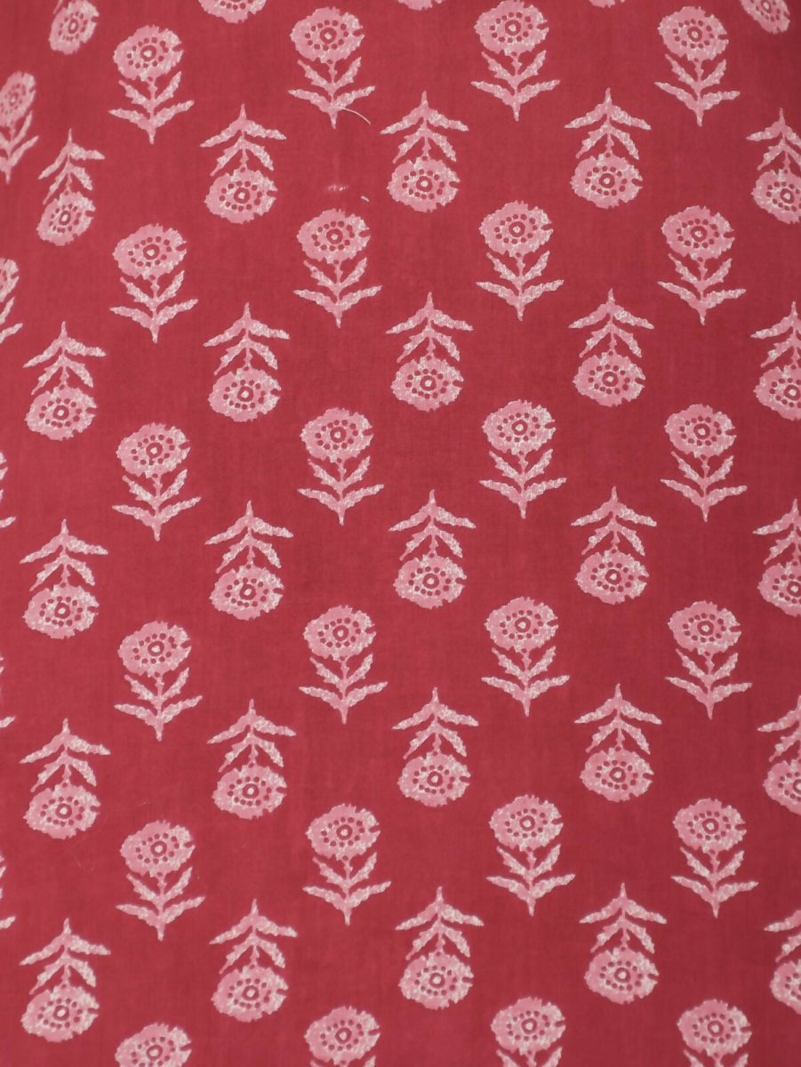 Aramya Straight Soft Cotton Block Print Women's Kurta Set - Pink | Grocsy