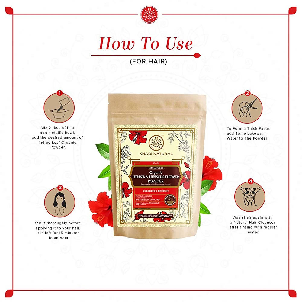 Khadi Natural Organic Henna & Hibiscus Flower Powder | Grocsy