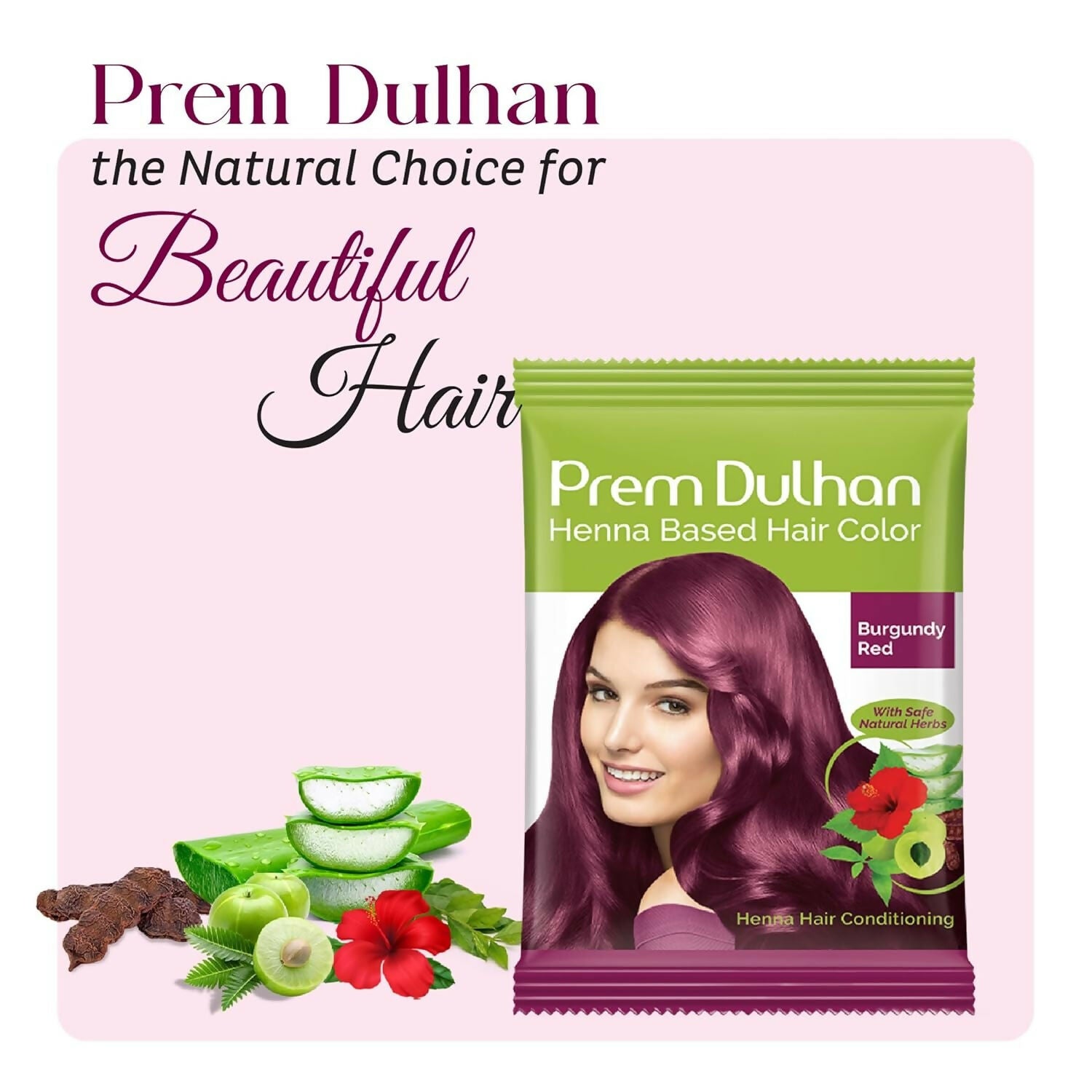 Prem Dulhan Burgundy Red Henna Based Hair Color | Grocsy