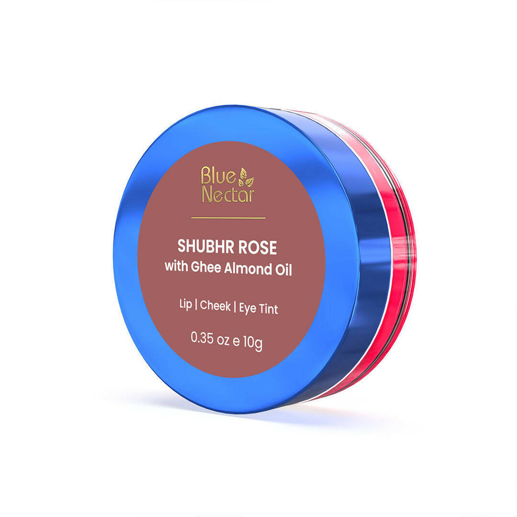 Blue Nectar Shubhr Rose Lip, Cheek & Eye Tint with Ghee & Almond Oil | Grocsy