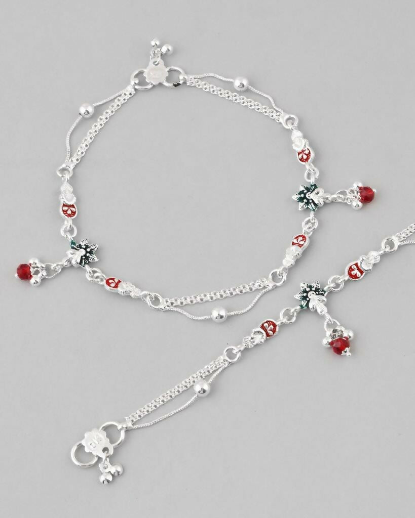 VOJ Set of 2 Traditional Stylish Designer Anklet | Grocsy
