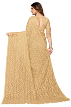 Vamika Brown Pearls Net Saree | Grocsy