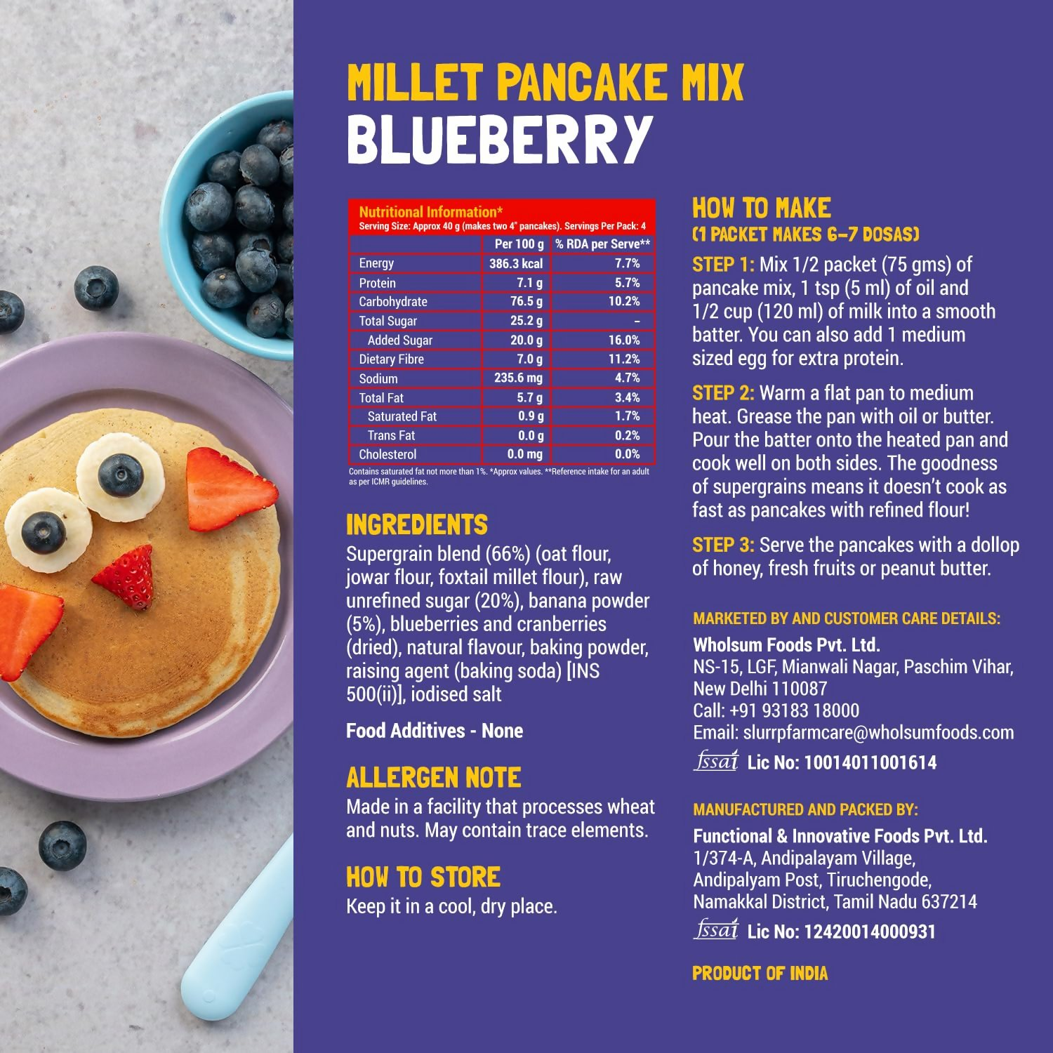 Slurrp Farm Millet Pancake Mix Combo Blueberry & Classic | Grocsy