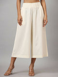 Juniper Women's Ivory Cotton Flex Flared Culottes | Grocsy