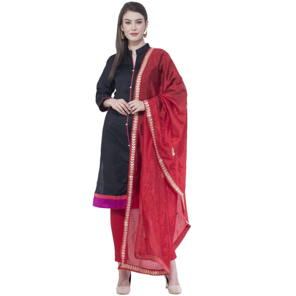 A R Silk Red Color Fancy Silk Dupattas and Chunnis | Grocsy