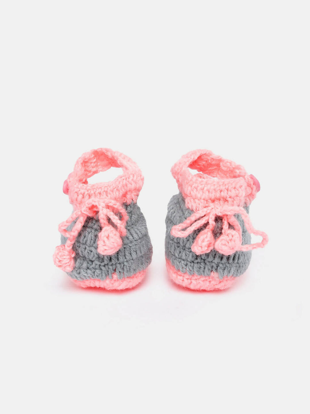 Chutput Kids Woollen Hand Knitted Self Desgin Detailed Booties - Grey | Grocsy
