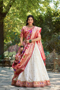 Vastranavya Perfect Classic And Contemporary Fashion Paithani Lehenga Choli - White | Grocsy
