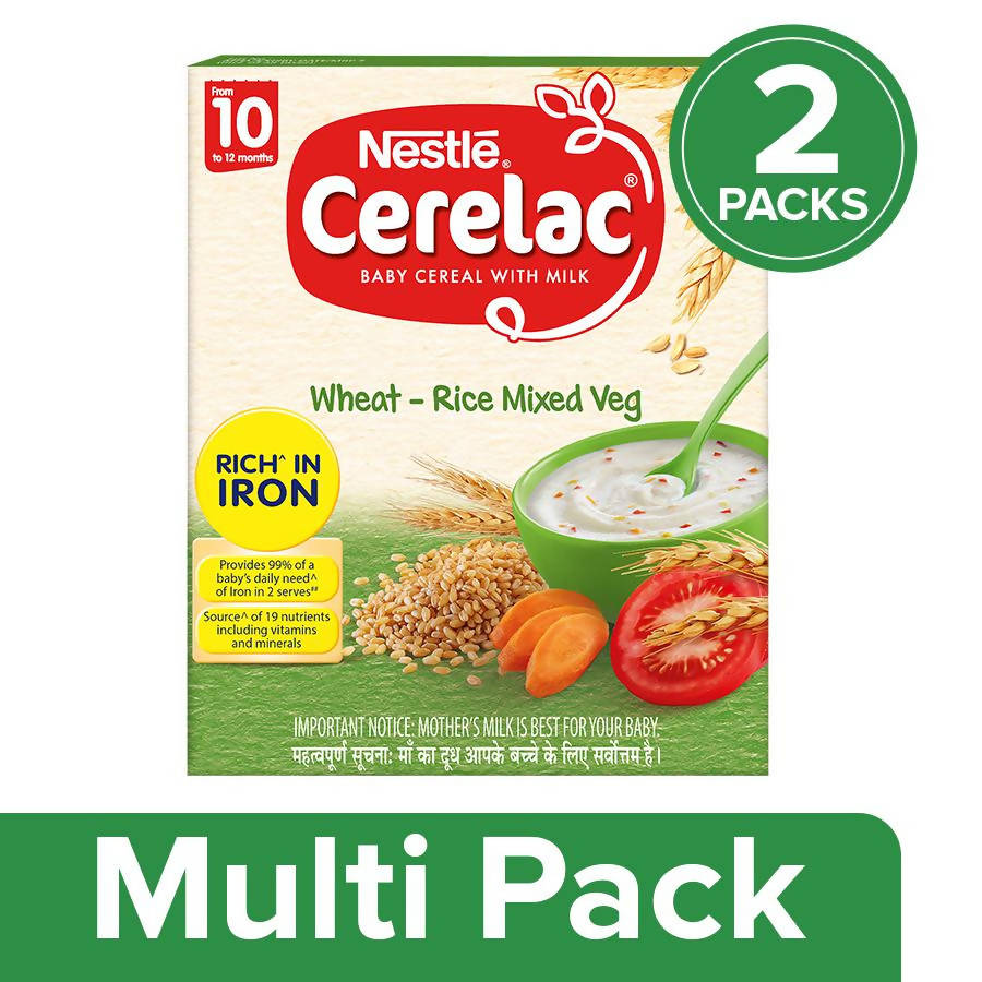 Nestle Cerelac Baby Cereal with Milk - Wheat-Rice Mixed Veg, From 10 to 24 Months | Grocsy