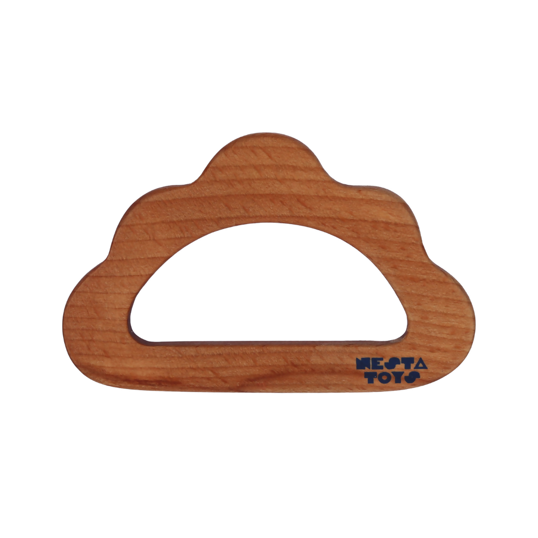 Nesta Toys Beech Wooden Cloud Teether, Baby Shower Gift, Newborn Toy (0-1.5 Years) | Grocsy