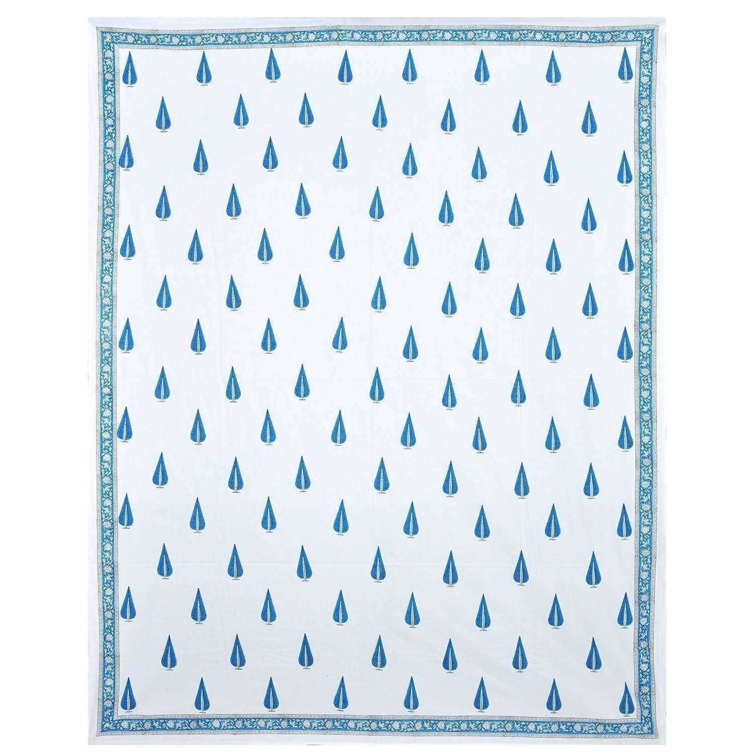 Hand Block Printed Double 230x270 Cms Jaipuri Bedspread with 2 Pillow Covers | Grocsy