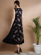 Myshka Women's Black Floral Printed Gown Dress | Grocsy