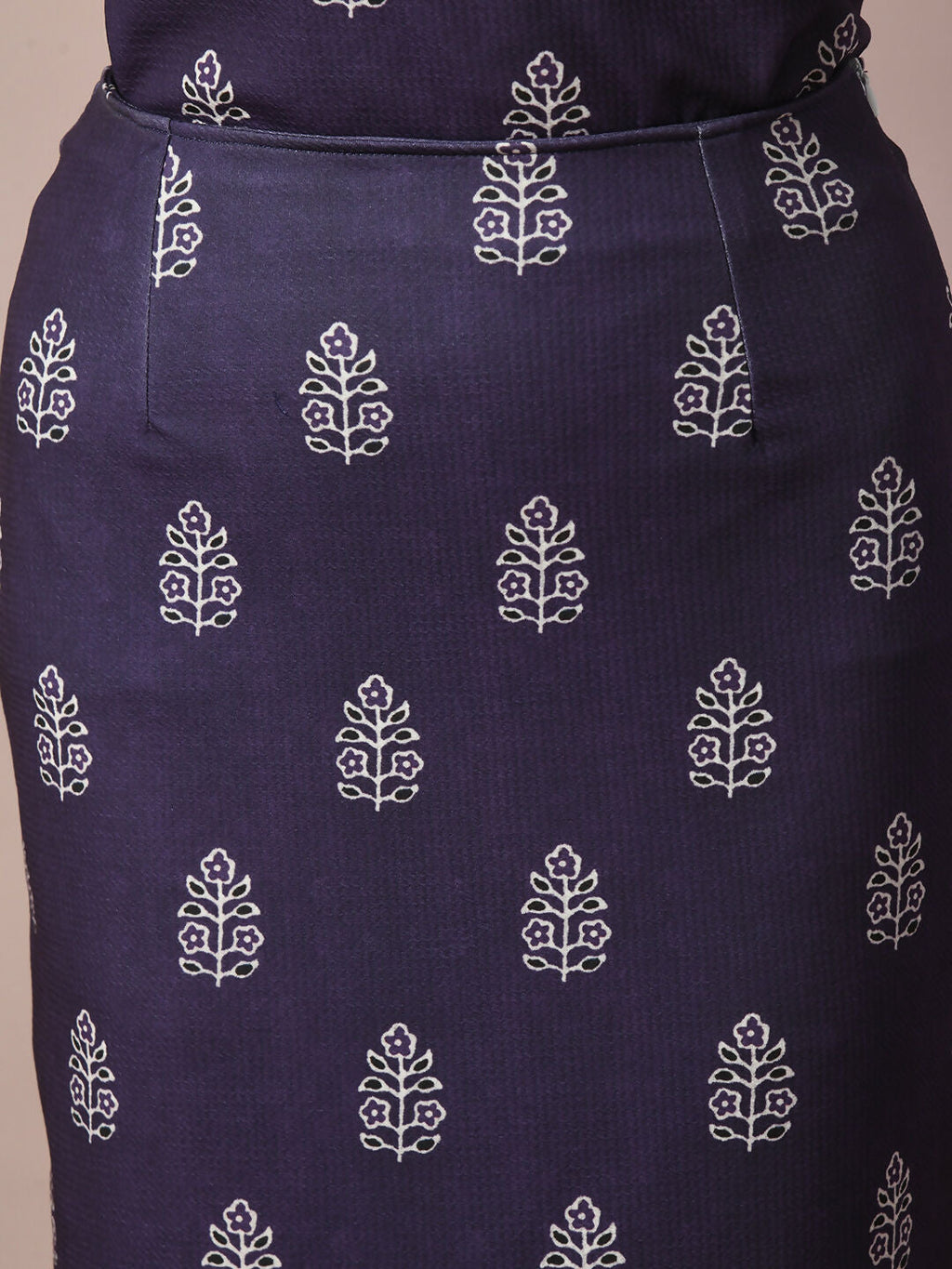 Myshka Women's Navy Blue Printed Knee Length Party Embellished Skirts | Grocsy
