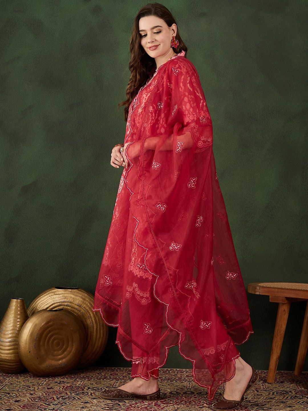Sangria Printed Kurta & Trouser With Dupatta | Grocsy