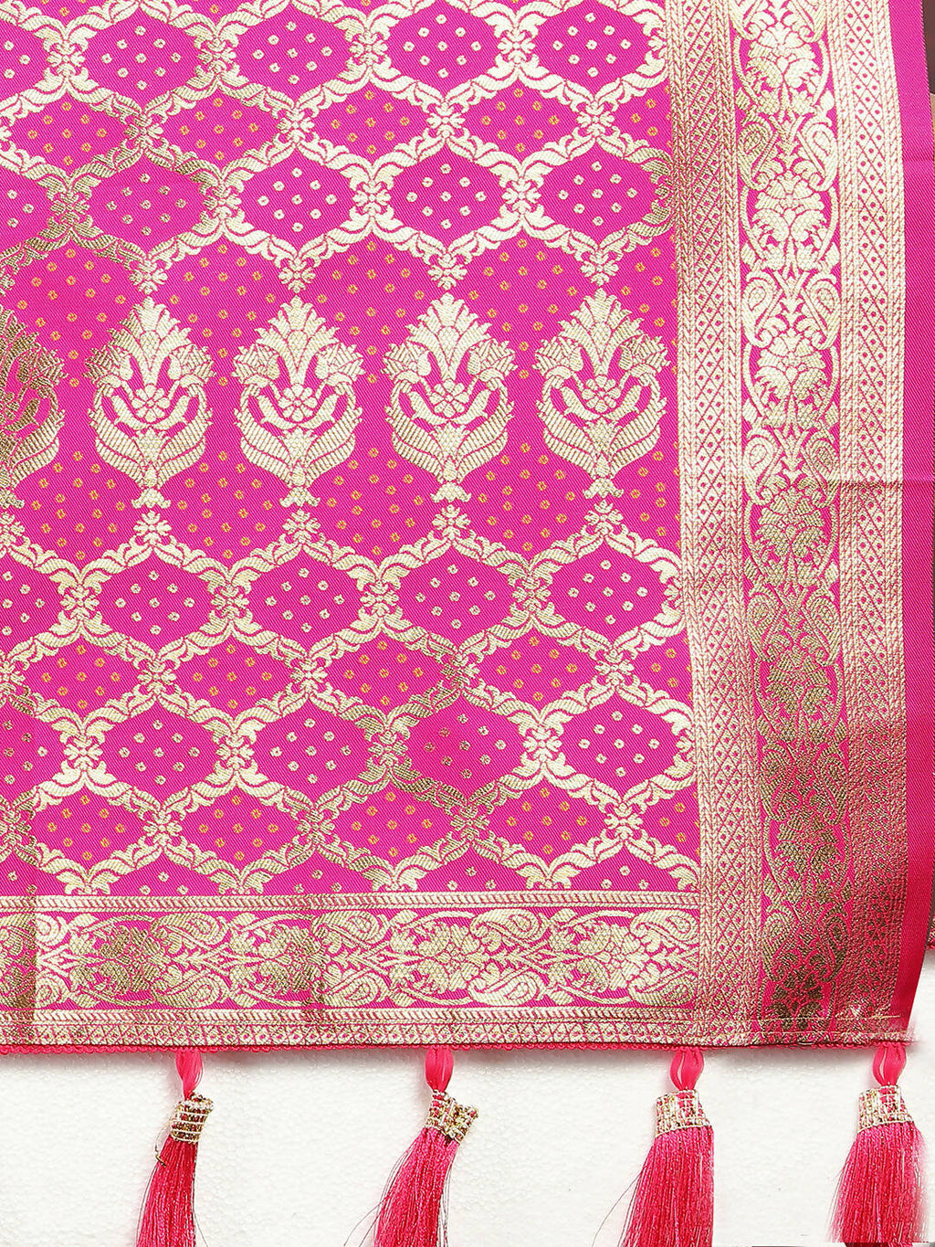 Lorenvalley Fashion Purple & Magenta Patola Silk Woven Design Meenakari Weaving Saree | Grocsy