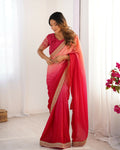 Exclusive Collection Red Pink Party Wear Chinon Salk Saree | Grocsy