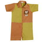 Mhyssa Orange And Yellow Round Neck With Half Sleeve Round Neck Romper | Grocsy