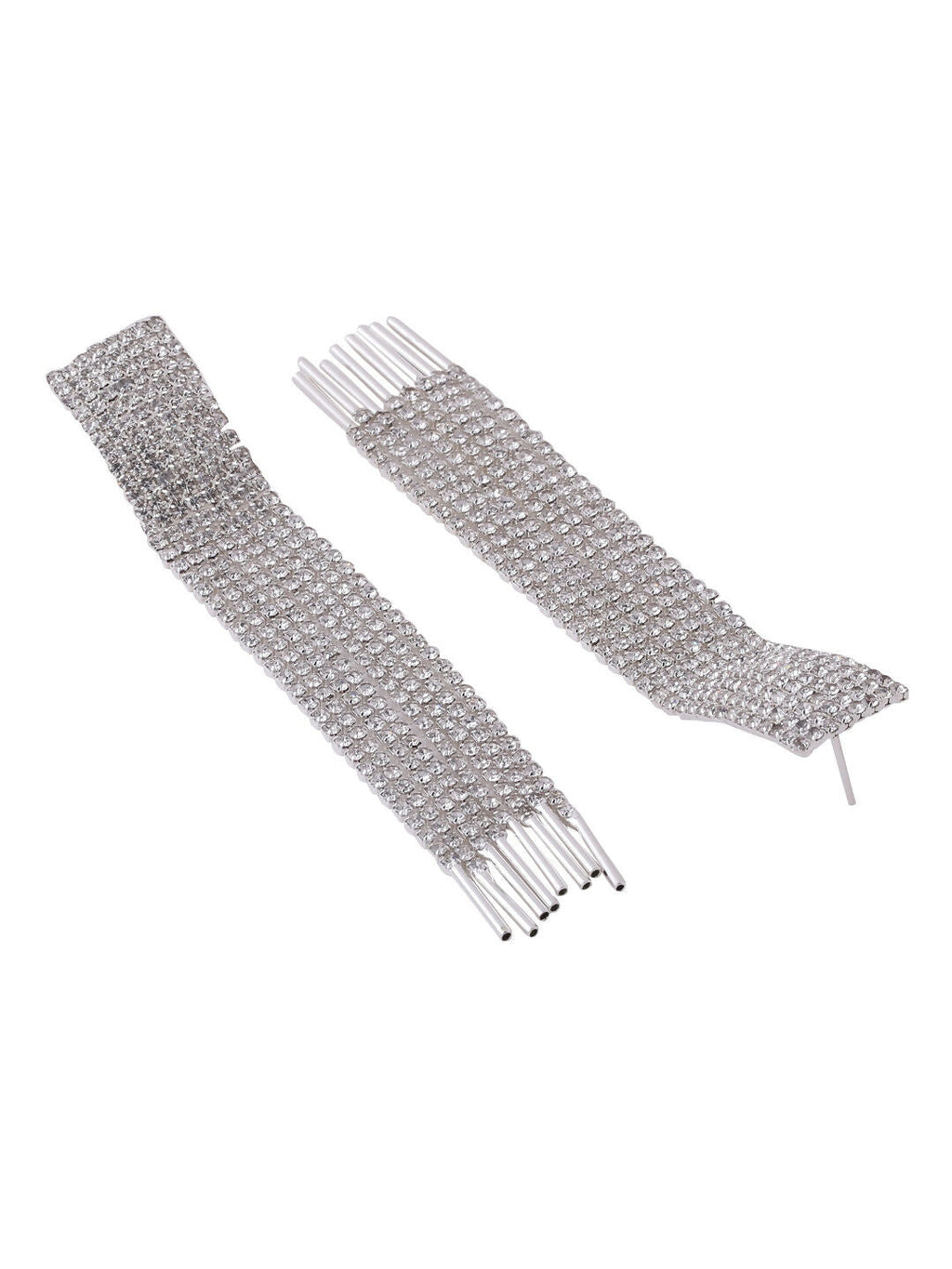 NVR Women Silver Toned Contemporary Ad Studded Drop Earrings | Grocsy