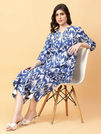 Joban Fashion Blue Cotton Printed & Hand Work Co-ord Set | Grocsy