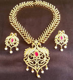 Latest Ad Ruby Peacock Bridal Necklace With Earrings | Grocsy
