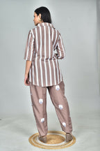 Morchari Digital Print Semi Muslin Co-Ord Set Top & Trouser-Multicolor | Grocsy