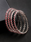 NVR Women's Set of 4 Pink CZ Stone-Studded Handcrafted Bangles