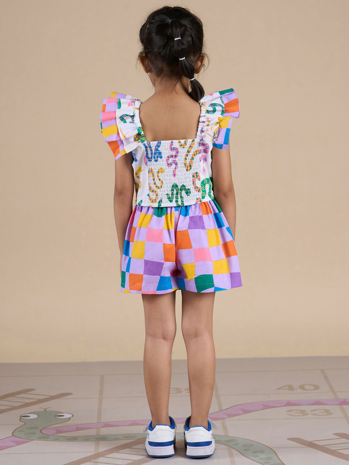 Snakes and Ladders Girls Multi Color Snake Print Top and Shorts Set from Siblings Collection | Grocsy