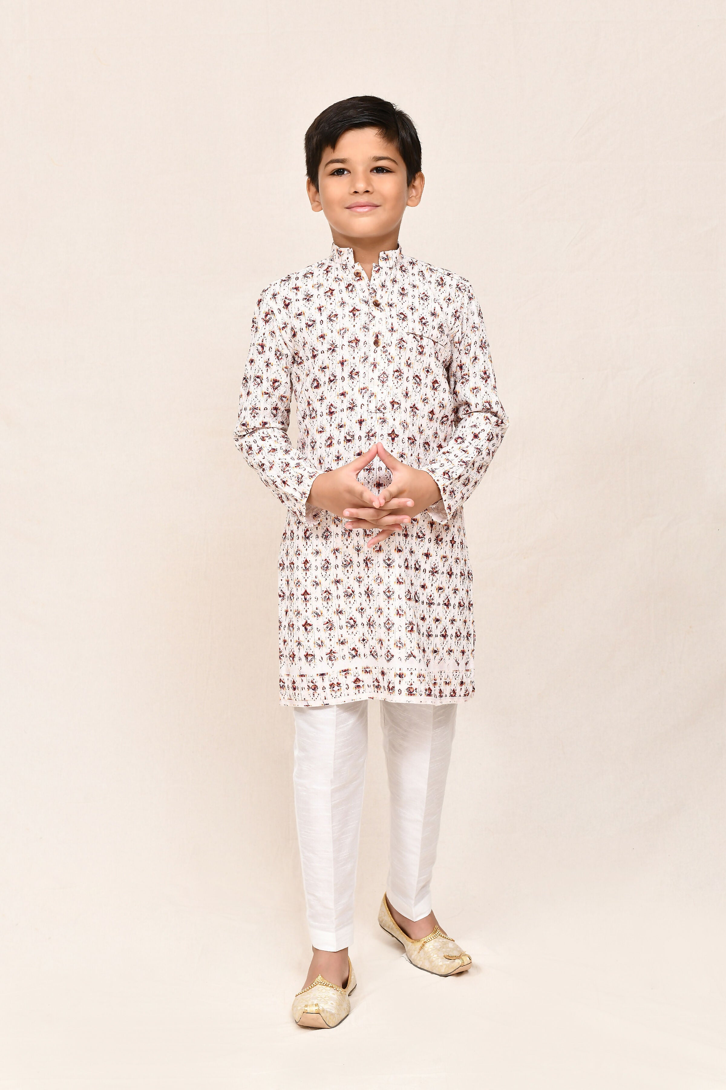 Joban Fashion Cotton Cream Kurta With Straight Fit Pant | Grocsy