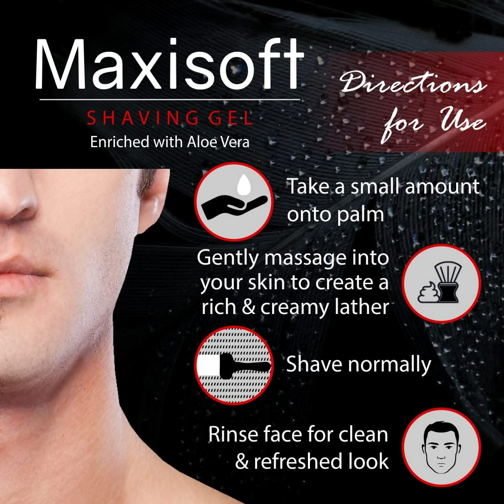 Maxisoft Shaving Gel With Aloe Vera Shea Butter Glycerine Allantoin pH Balanced | Grocsy