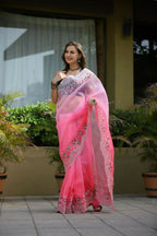 Vamsee Sanyogita Sanyogita - Pink Organza Saree | Grocsy