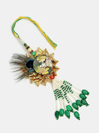 NVR Women & Men Set of 2 Green Radha Krishna Beaded Bhaiya Bhabhi Rakhi With Roli Chawal | Grocsy