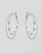 VOJ Women Sliver-Plated Pearl Stainless Steel Hoop Earrings | Grocsy