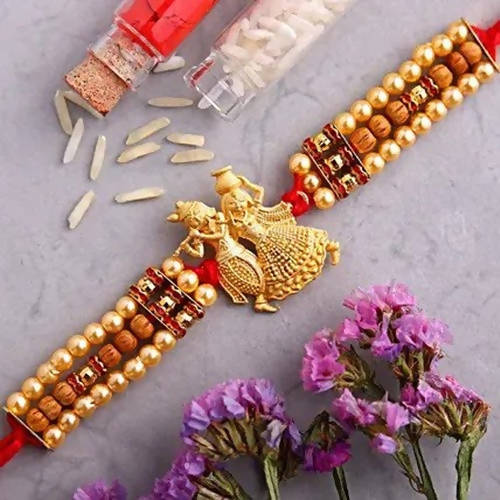 Krishna Designer Rakhi and Cashew Jar | Grocsy