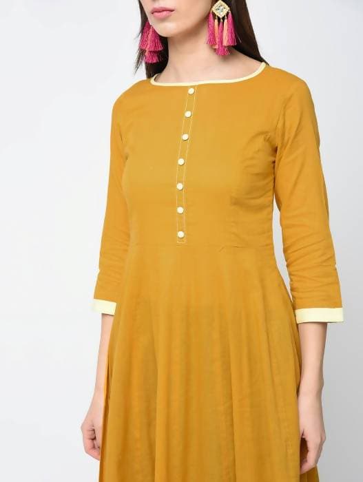 Aniyah Cotton Anarkali Mustard Kurta (AN-111K) | Grocsy