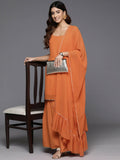 Ahalyaa Women's Traditional wear Kurta Set - Orange | Grocsy