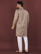 Anaita Brown Embroidered Silk Straight Kurta | Grocsy