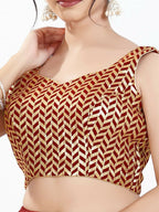 Joban Fashion Maroon Silk Padded Blouse With Sweetheart Neck Sleeveless | Grocsy