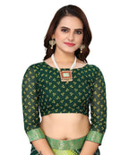 Vamika Green Georgette Printed With Lace Saree (VERA GREEN) | Grocsy