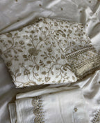 KC White Vichitra Silk Palazzo Suit For Women Festival Wear | Grocsy