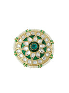 NVR Women's Traditional Kundan Meenakari Gold-Polished Ajustable Finger Ring | Grocsy